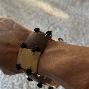 Natural Wood and Bead Women's Bracelet